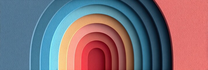 Fototapeta premium Layers of Pastel Colors Create a Vibrant Abstract Design Showcasing Concentric Arches Within a Soft Texture