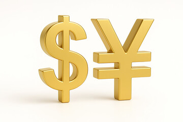 dollar and yuan on a white background. Financial, exchange operations, currency exchange.