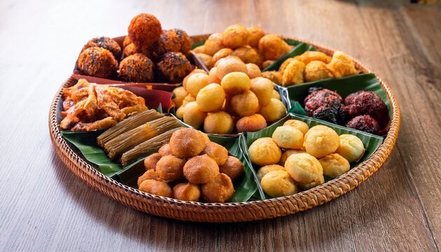 jajanan pasar various indonesia traditional market snack such as pastel risol donat onde onde and martabak mini