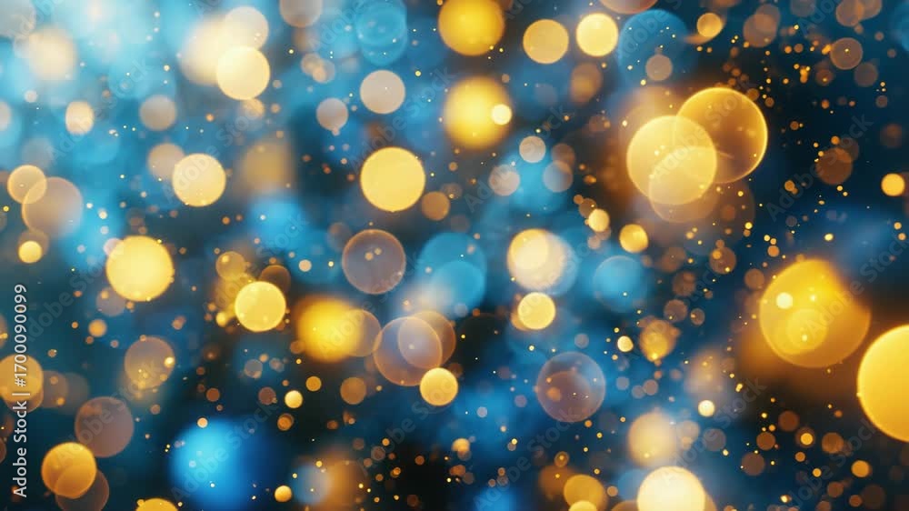 Aufkleber a vibrant display of light particles creating a sparkling effect in blue and yellow hues.