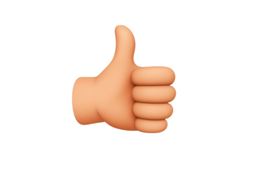 Realistic 3D hand illustration showing thumbs up confirmation sign isolated.