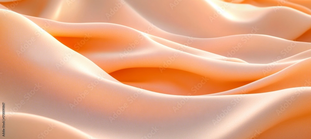 Poster orange abstract silk waves texture with soft gradient background for digital design use.