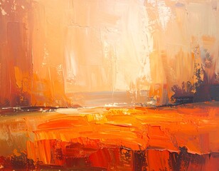 Abstract landscape painting, warm colors