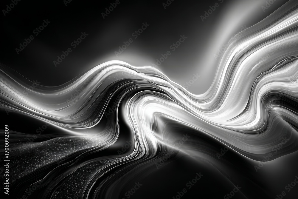 Poster a black and white image freezes the fluid motion of contrasting bubbles in a captivating display