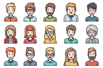 Fototapeta premium Pixel Art Diverse Person Profile Images