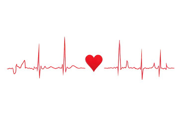 Red Heartbeat Line Art Graphic