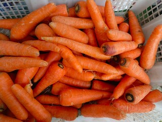 carrot, papaya, fresh fruit on the basket at the market