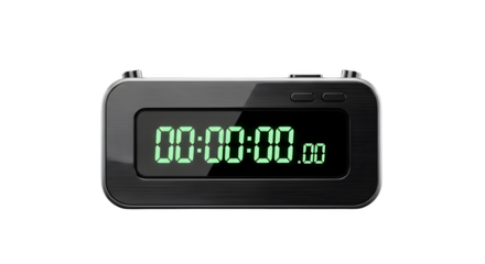 Digital timer isolated on transparent background, a precise electronic device for measuring time intervals, used in sports, cooking, and scientific experiments