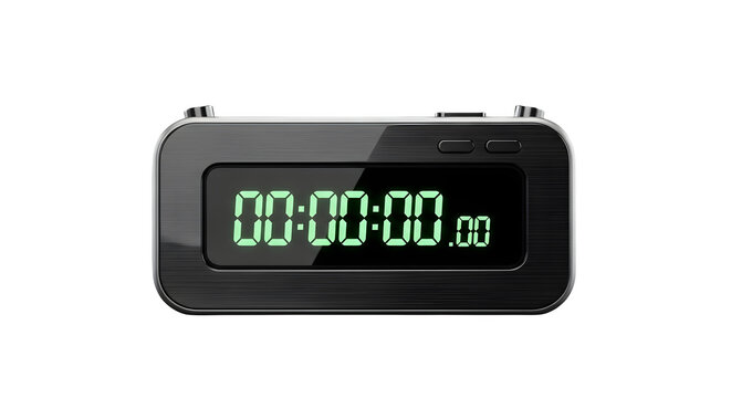 Digital timer isolated on transparent background, a precise electronic device for measuring time intervals, used in sports, cooking, and scientific experiments