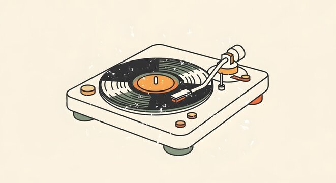 retro turntable playing music, vintage style clip art preview
