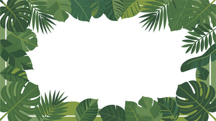 Tropical Foliage Frame Vector Illustration with Exotic Leaves and Green Border Design