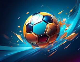 Naklejka premium soccer ball flying on blue background