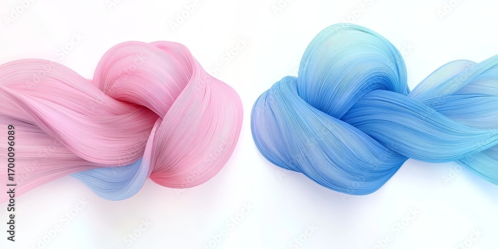Poster dreamy pink and blue swirls creating a soft pastel background with delicate gradient textures