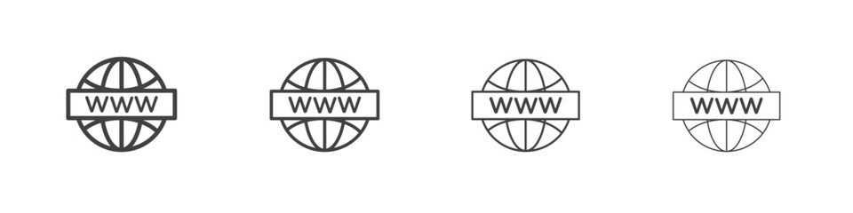 Website globe icons for graphic and web design.