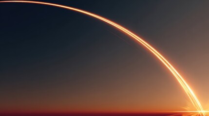 Glowing arc of light streaks across the dusky sky