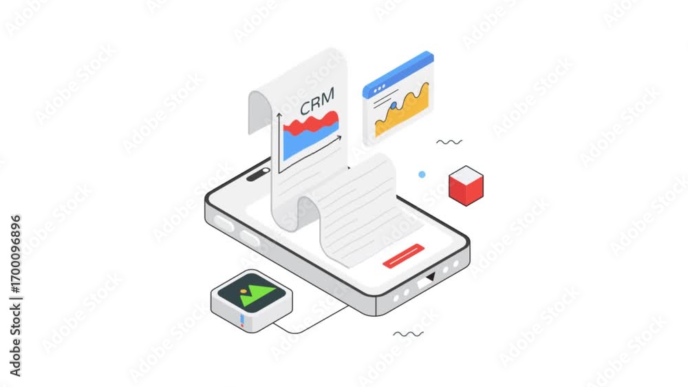 Poster crm mobile report animation on transparent background