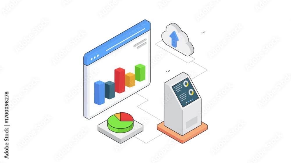 Poster cloud dashboard animation on transparent background