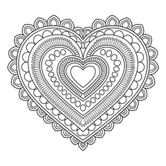 A mandala heart illustration vector style coloring page