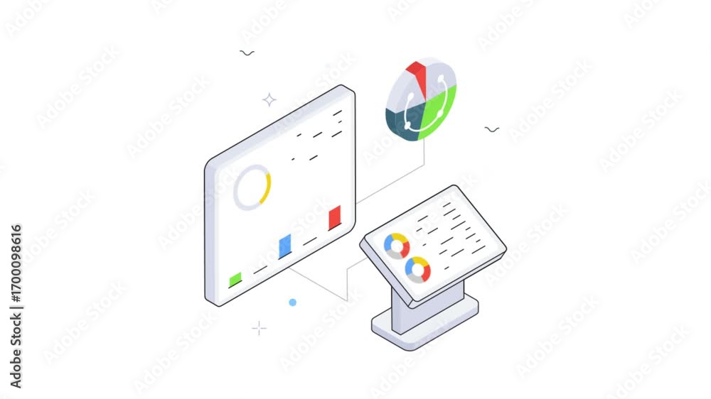 Poster business report animation on transparent background