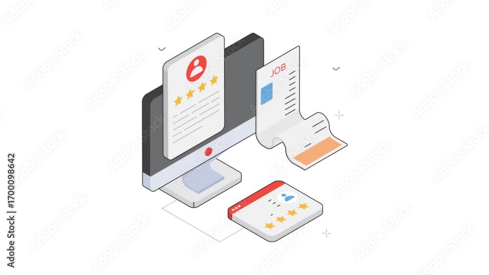 Poster document management animation on transparent background