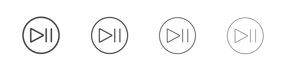 Play pause icons for graphic and web design.