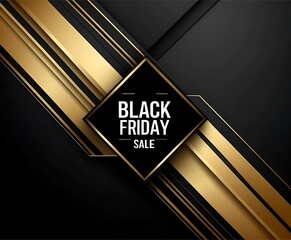 Sleek Black Friday Sale Banner with Gold Accents and Diamond Frame