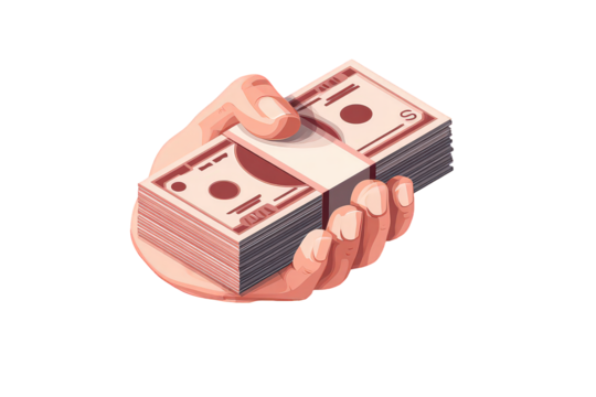 Pixelated Hand Holding Stack Of Money