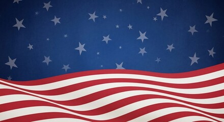 Fototapeta premium American flag inspired graphic with red and white stripes and blue star spangled background design