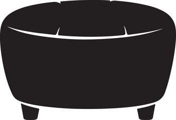 Black Ottoman Illustration Depicts Furniture for Seating and Interior Decor