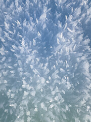 Snow structure is full of small frozen snowflakes