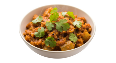Savory Indian curry in a bowl, garnished with fresh cilantro, ready to be enjoyed.
