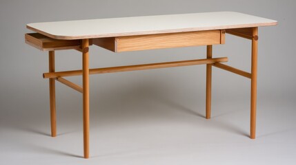 Fototapeta premium Modern Wooden Table with Clean Lines and Minimalist Design