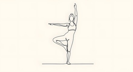 A single line drawing of a woman performing a yoga pose.