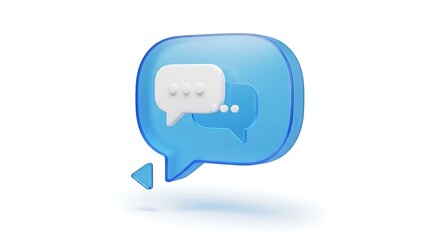 Naklejka premium Blue Speech Bubble Icon with White Text Cloud.