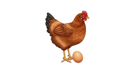 Fototapeta premium Brown Hen with Egg.