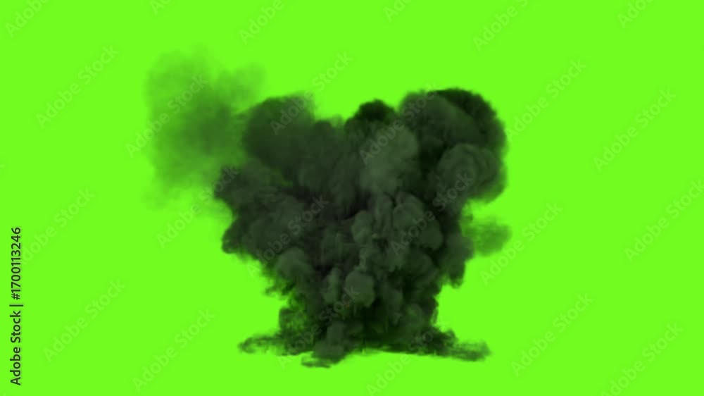 Aufkleber 3d rendering of animated explosion effect on green screen background