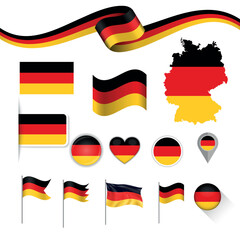 German Flag Icons and Map in Vector Design