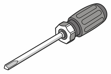 Fototapeta premium Illustration of a flathead screwdriver with a gray handle