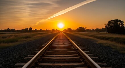 Obraz premium Sunrise Railroad Tracks.