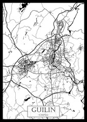 Guilin China City Street Map. colorful city paint, watercolor paint background, business urban abstract modern hand paint, abstract city banner