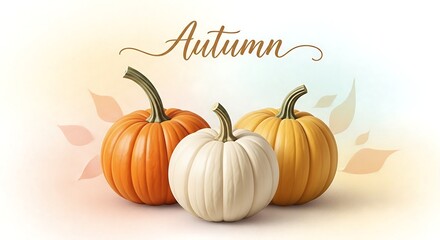 Autumn Pumpkins and Leaves Background.