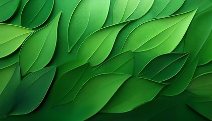 Fototapeta premium Fresh Green Gradient Wallpaper With Leaf Inspired Abstract Shapes