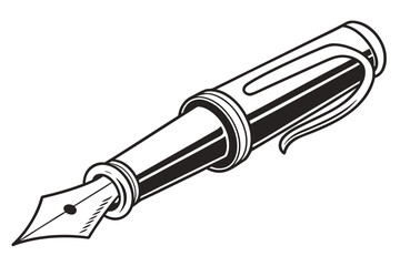 Classic fountain pen illustration with a sharp nib and clip