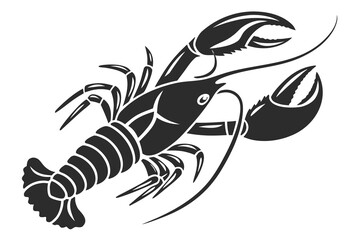 Stylized black silhouette of a lobster on a white background