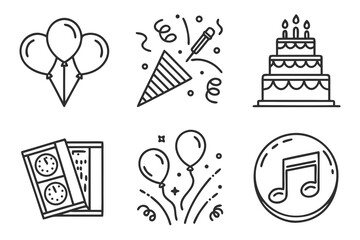 Collection of party and celebration icons