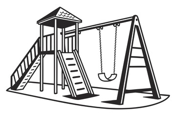 Children s playground with a slide and swings