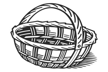 Simple woven basket with handle illustration