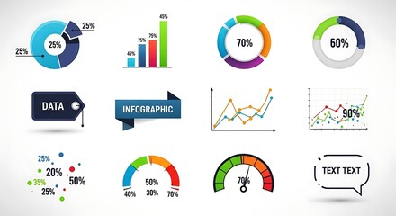 Modern data visualization infographic elements collection with charts graphs and diagrams.