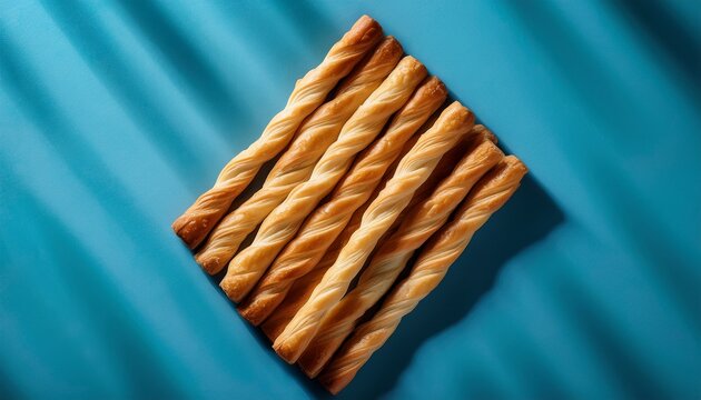 Flaky Pastry Sticks Arranged Neatly On A Surface Ready For Serving Or Snacking