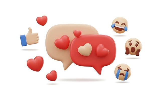 Social Media Love Reaction Emojis and Hearts.